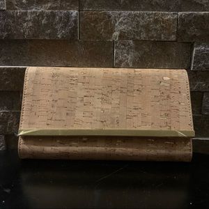 J Crew Cork NWT Crossbody Clutch Bag w/ Gold Trim